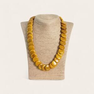 Mid Century Style Circles YELLOW Tagua Nut Necklace artisan jewelry